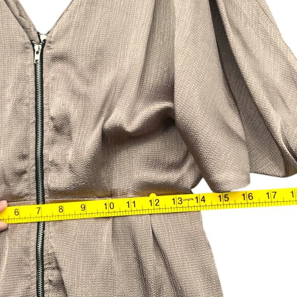 Ark & Co Metallic Zipper Front Short Batwing Sleeves Cold Shoulder Dress Small - Picture 5 of 6